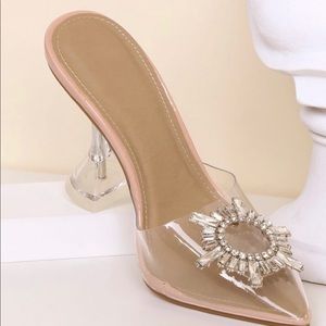 Clear crystal embellished heels